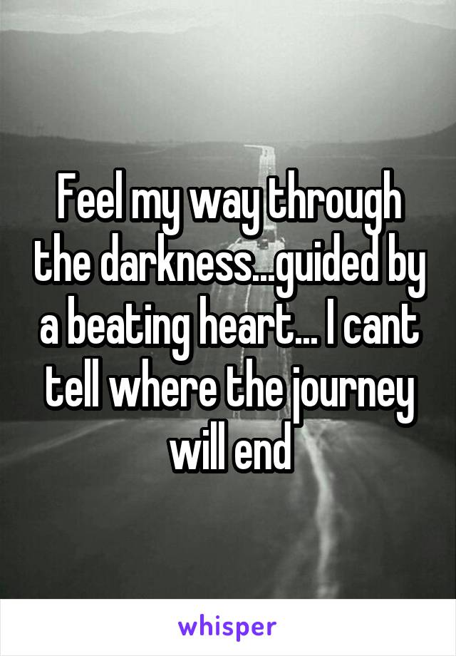 Feel my way through the darkness...guided by a beating heart... I cant tell where the journey will end