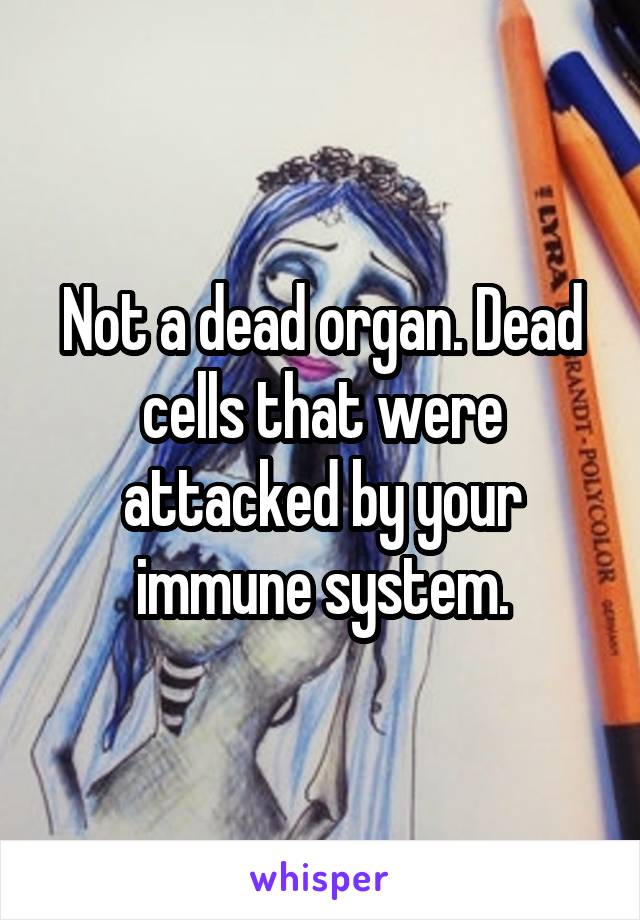 Not a dead organ. Dead cells that were attacked by your immune system.