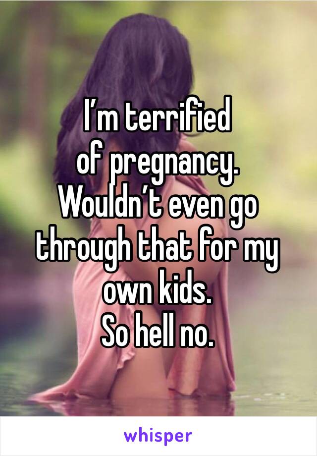 I’m terrified of pregnancy.
Wouldn’t even go through that for my own kids.
So hell no.