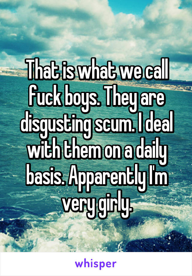 That is what we call fuck boys. They are disgusting scum. I deal with them on a daily basis. Apparently I'm very girly.