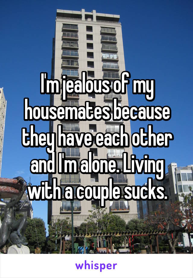 I'm jealous of my housemates because they have each other and I'm alone. Living with a couple sucks.