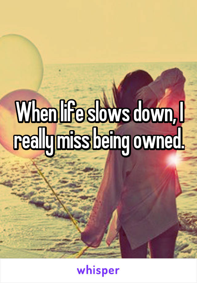 When life slows down, I really miss being owned. 