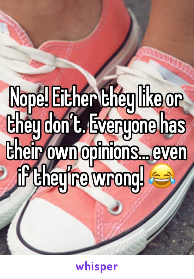 Nope! Either they like or they don’t. Everyone has their own opinions... even if they’re wrong! 😂