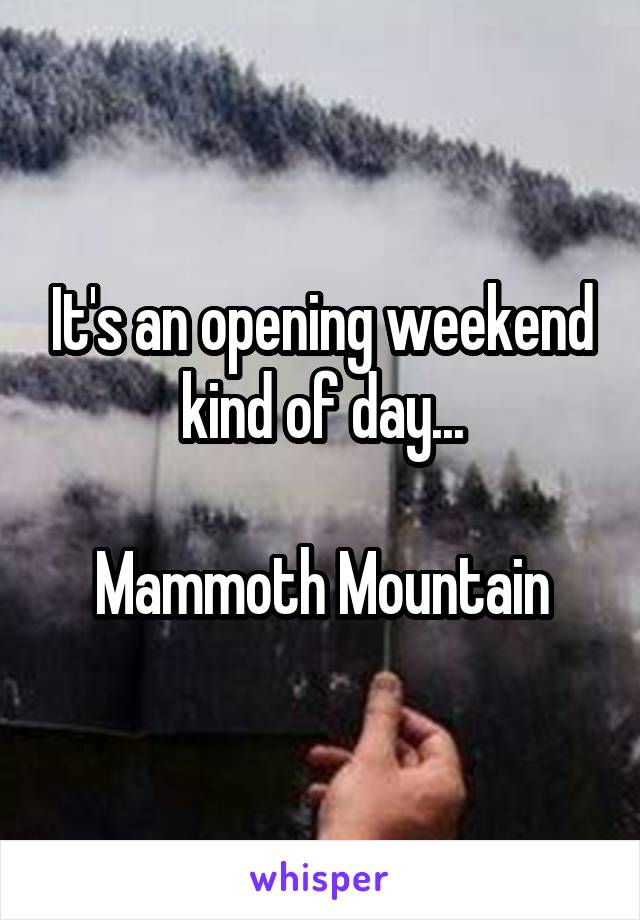 It's an opening weekend kind of day...

Mammoth Mountain