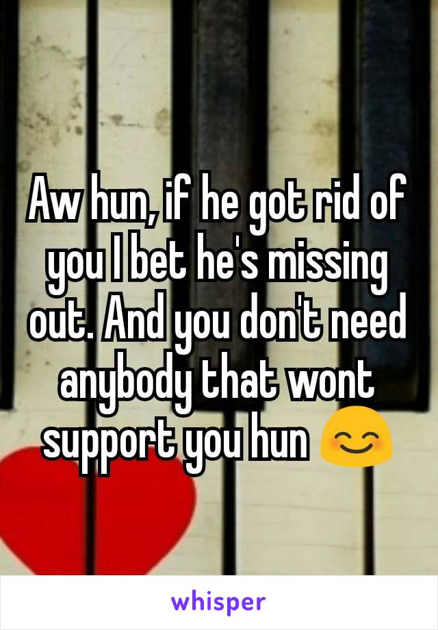 Aw hun, if he got rid of you I bet he's missing out. And you don't need anybody that wont support you hun 😊