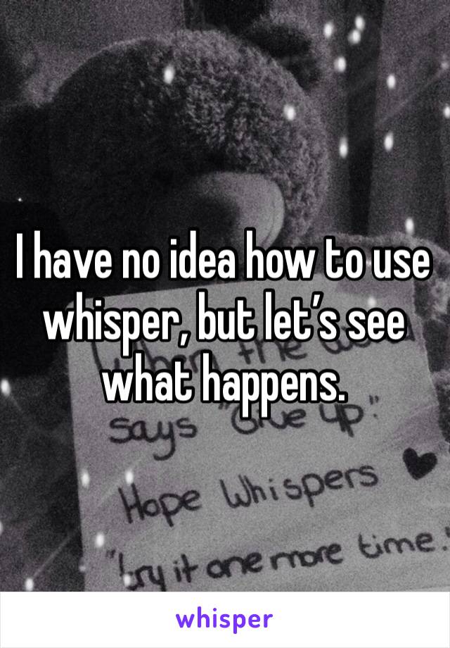 I have no idea how to use whisper, but let’s see what happens. 