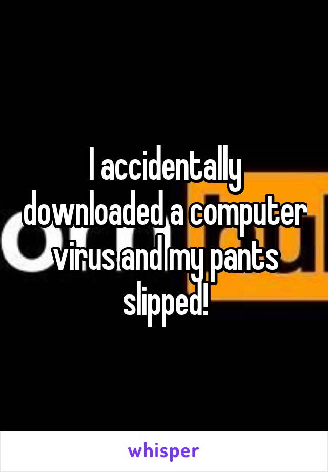 I accidentally downloaded a computer virus and my pants slipped!