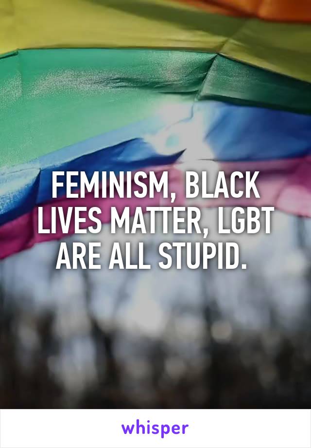 FEMINISM, BLACK LIVES MATTER, LGBT ARE ALL STUPID. 