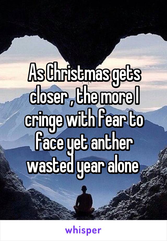 As Christmas gets closer , the more I cringe with fear to face yet anther wasted year alone 