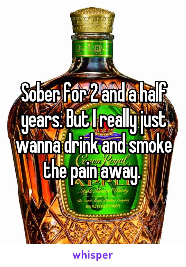 Sober for 2 and a half years. But I really just wanna drink and smoke the pain away. 