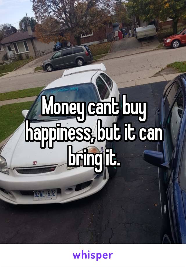 Money cant buy happiness, but it can bring it.