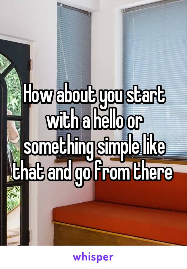 How about you start with a hello or something simple like that and go from there 