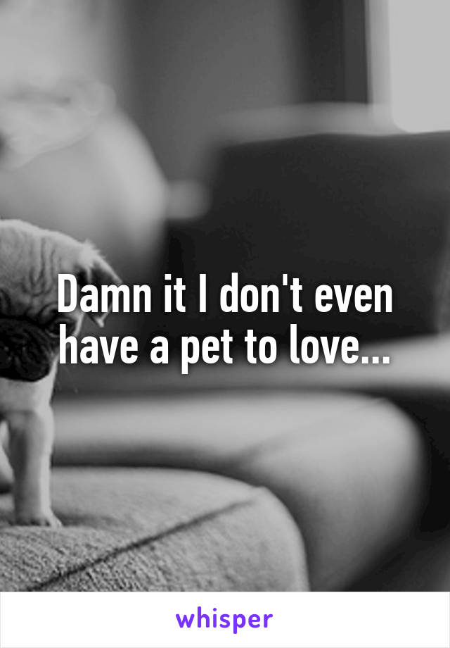Damn it I don't even have a pet to love...