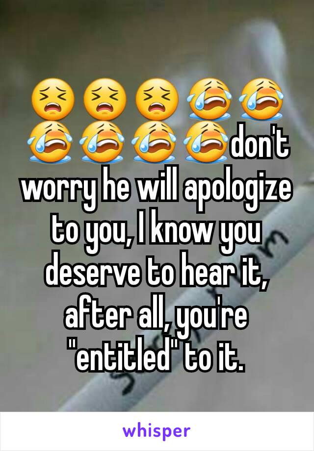 😣😣😣😭😭😭😭😭😭don't worry he will apologize to you, I know you deserve to hear it, after all, you're "entitled" to it.