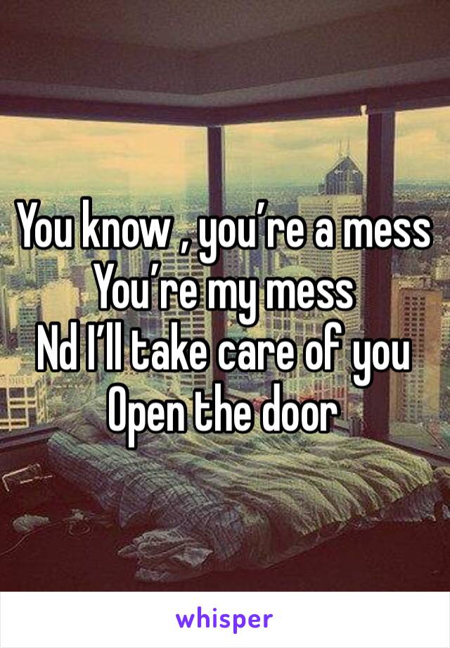 You know , you’re a mess
You’re my mess 
Nd I’ll take care of you
Open the door 