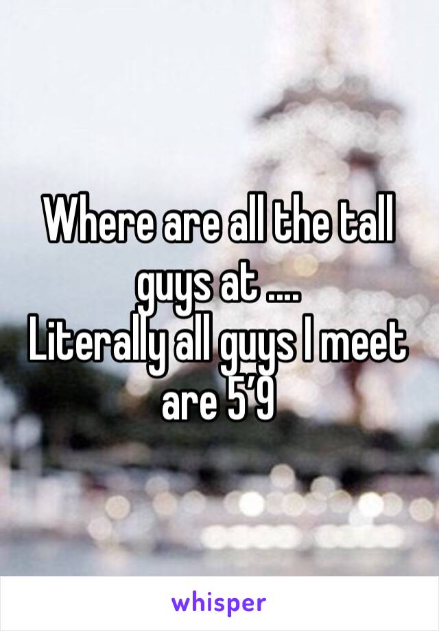 Where are all the tall guys at ....
Literally all guys I meet are 5’9