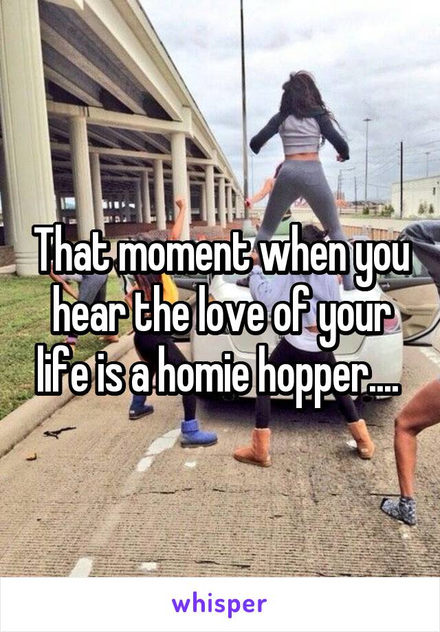That moment when you hear the love of your life is a homie hopper.... 