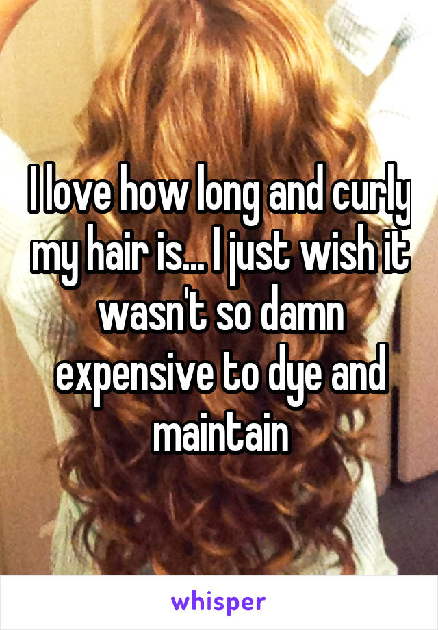 I love how long and curly my hair is... I just wish it wasn't so damn expensive to dye and maintain