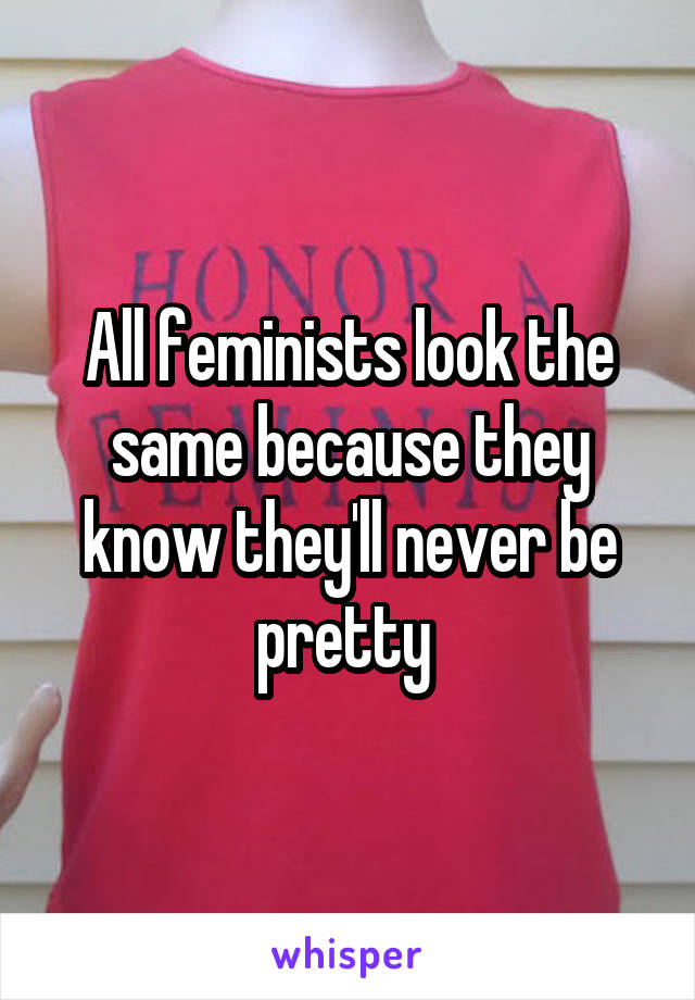 All feminists look the same because they know they'll never be pretty 