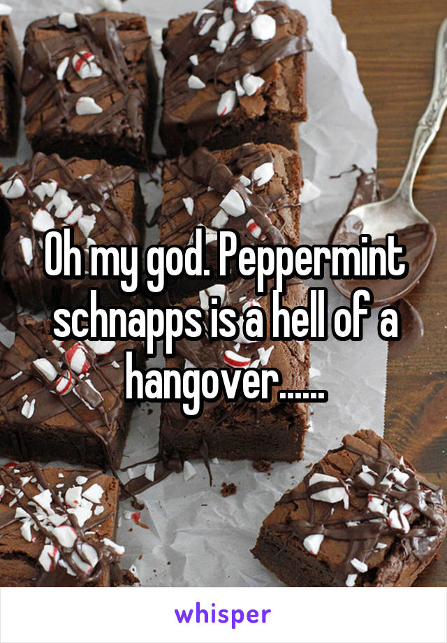 Oh my god. Peppermint schnapps is a hell of a hangover......