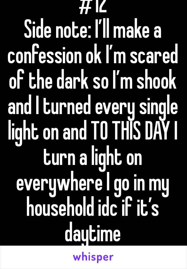 #12
Side note: I’ll make a confession ok I’m scared of the dark so I’m shook and I turned every single light on and TO THIS DAY I turn a light on everywhere I go in my household idc if it’s daytime 