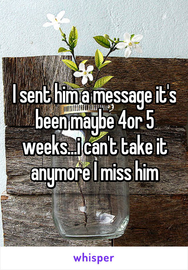 I sent him a message it's been maybe 4or 5 weeks...i can't take it anymore I miss him