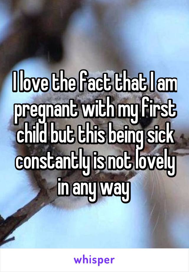 I love the fact that I am pregnant with my first child but this being sick constantly is not lovely in any way 