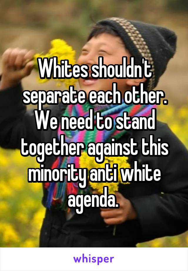 Whites shouldn't separate each other. We need to stand together against this minority anti white agenda. 