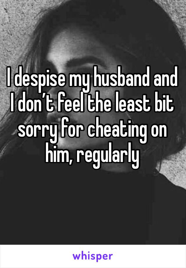 I despise my husband and I don’t feel the least bit sorry for cheating on him, regularly 
