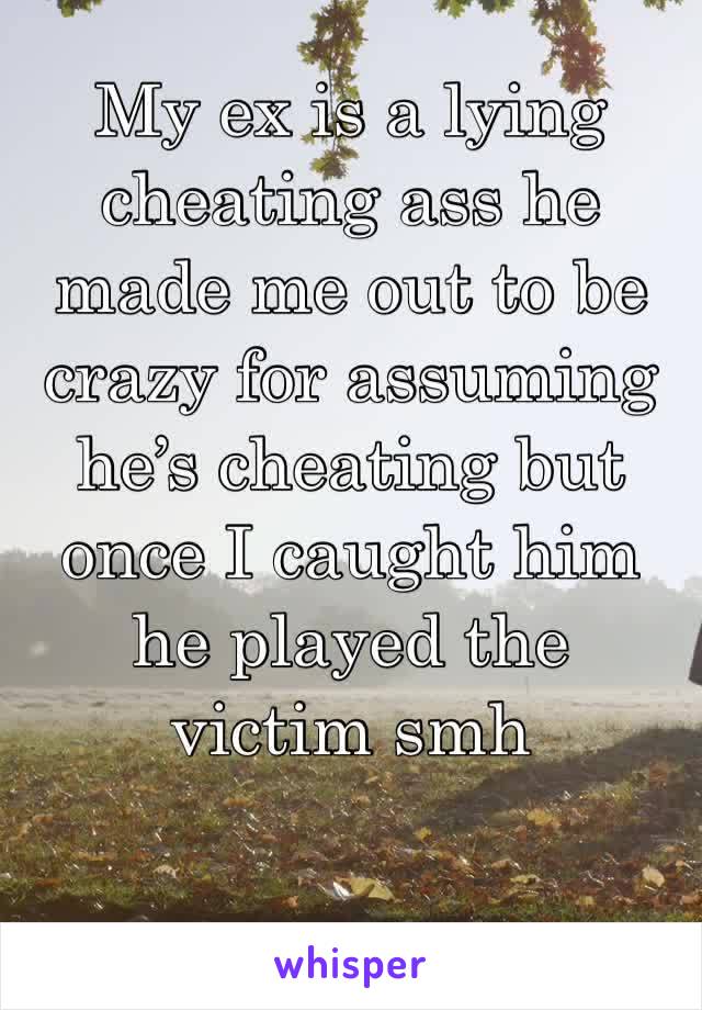 My ex is a lying cheating ass he made me out to be crazy for assuming he’s cheating but once I caught him he played the victim smh 