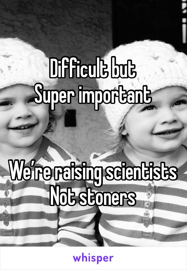 Difficult but
Super important


We’re raising scientists
Not stoners