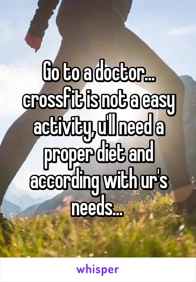 Go to a doctor... crossfit is not a easy activity, u'll need a proper diet and according with ur's needs... 