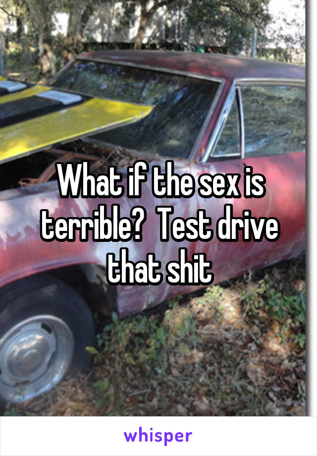 What if the sex is terrible?  Test drive that shit