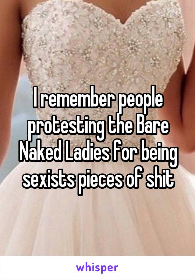I remember people protesting the Bare Naked Ladies for being sexists pieces of shit