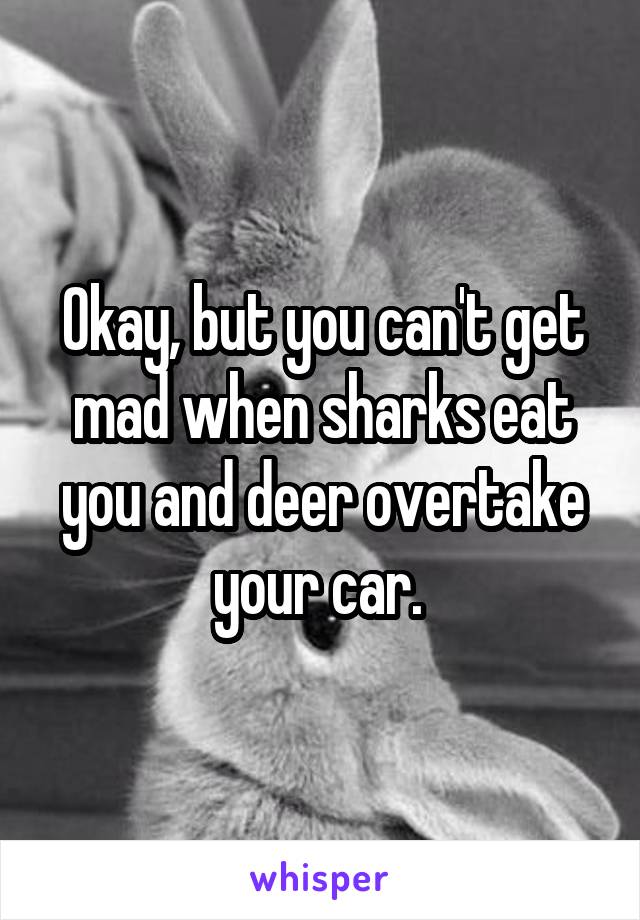 Okay, but you can't get mad when sharks eat you and deer overtake your car. 