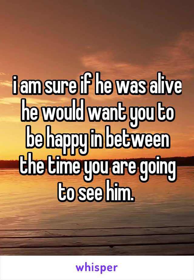 i am sure if he was alive he would want you to be happy in between the time you are going to see him. 