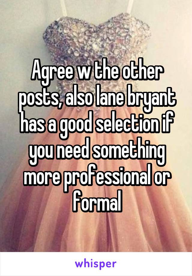 Agree w the other posts, also lane bryant has a good selection if you need something more professional or formal