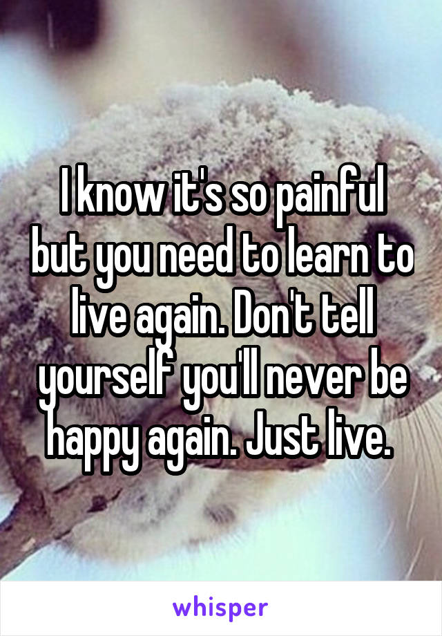 I know it's so painful but you need to learn to live again. Don't tell yourself you'll never be happy again. Just live. 
