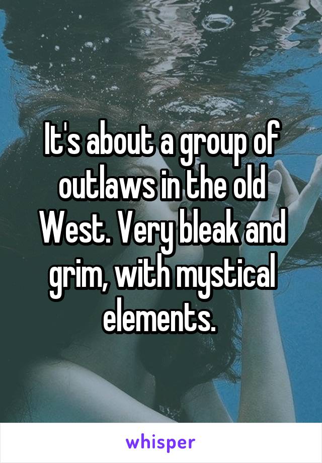 It's about a group of outlaws in the old West. Very bleak and grim, with mystical elements. 