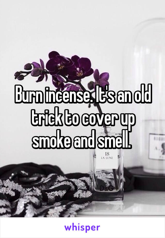 Burn incense. It's an old trick to cover up smoke and smell. 