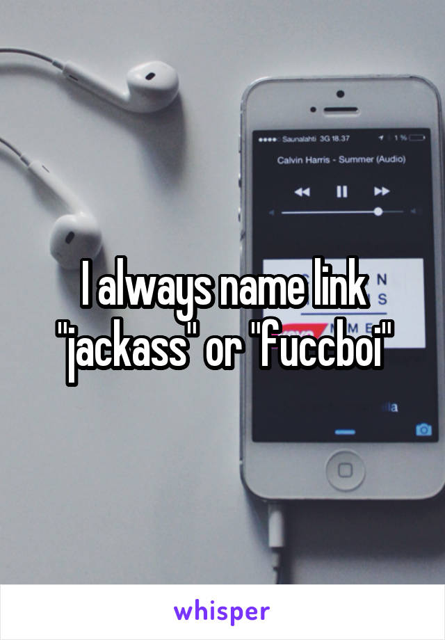 I always name link "jackass" or "fuccboi"