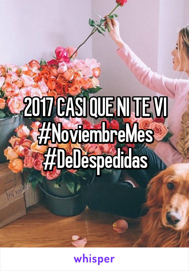 2017 CASI QUE NI TE VI
#NoviembreMes
#DeDespedidas
