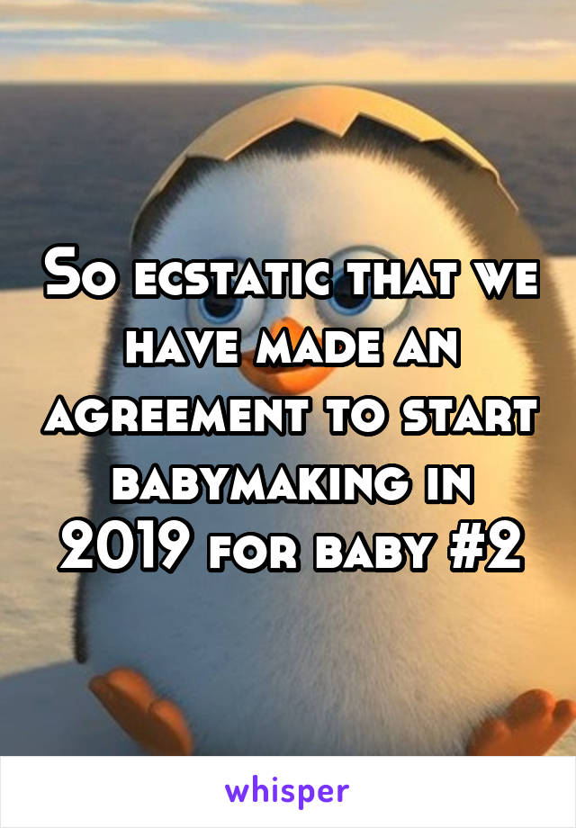 So ecstatic that we have made an agreement to start babymaking in 2019 for baby #2