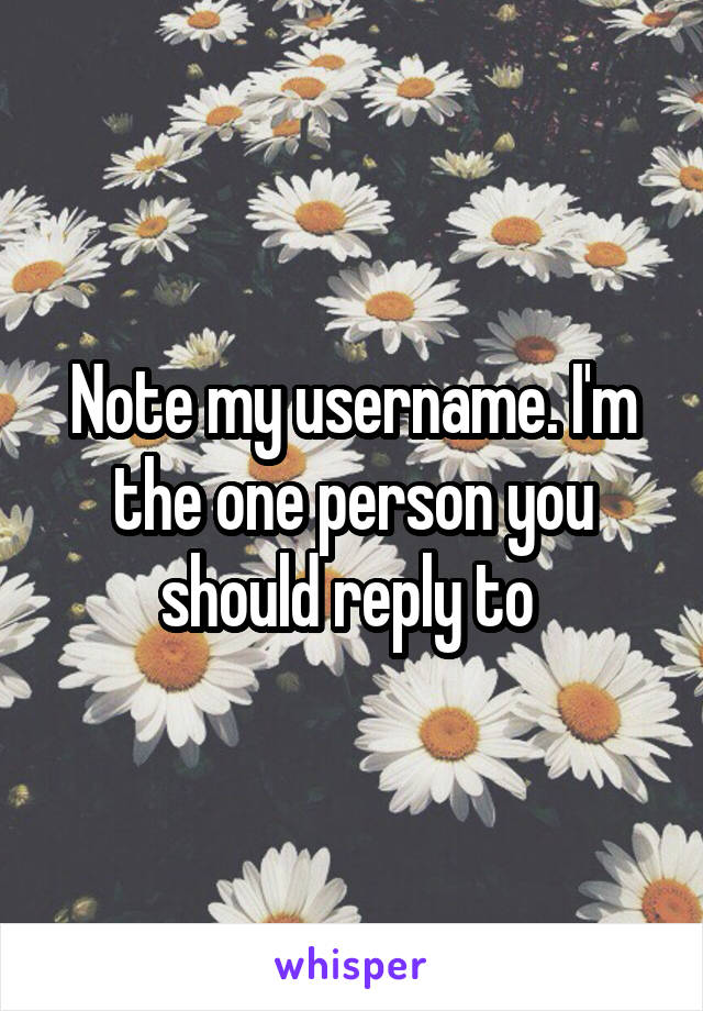 Note my username. I'm the one person you should reply to 