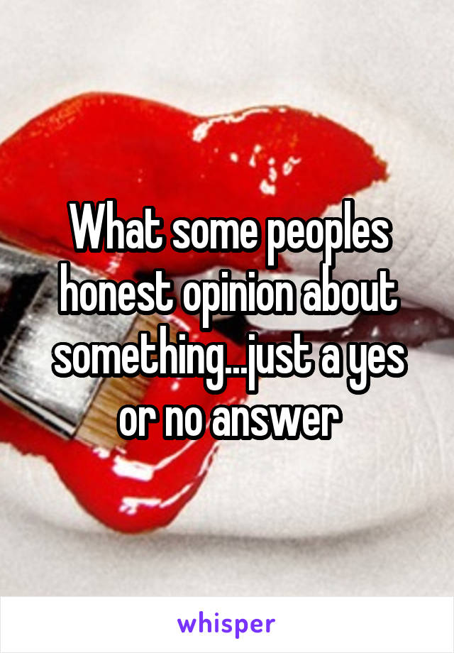 What some peoples honest opinion about something...just a yes or no answer