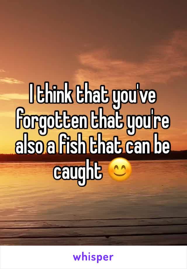 I think that you've forgotten that you're also a fish that can be caught 😊