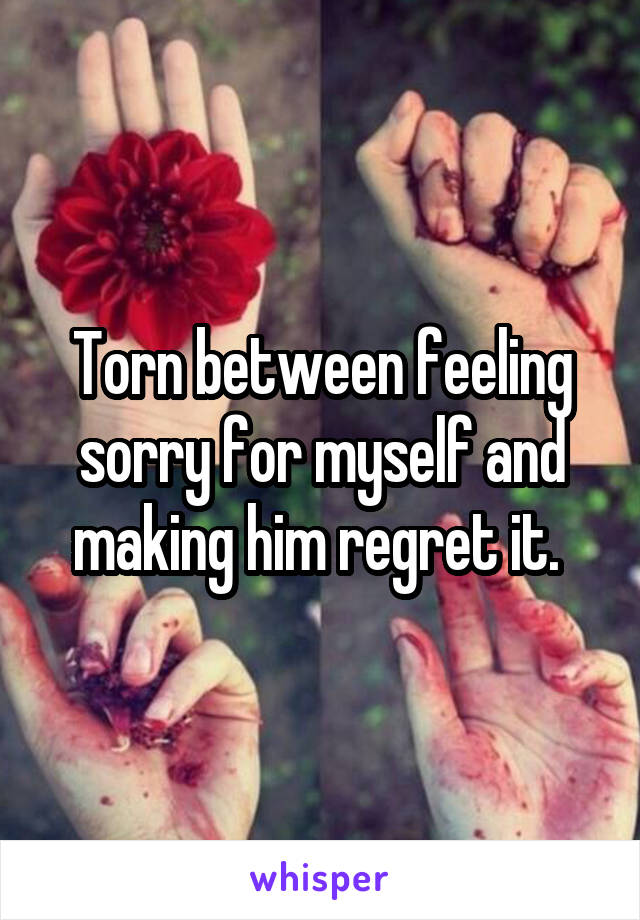 Torn between feeling sorry for myself and making him regret it. 