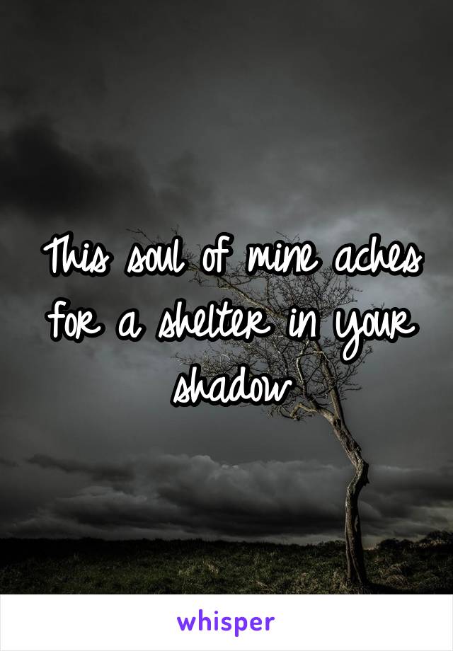 This soul of mine aches for a shelter in your shadow