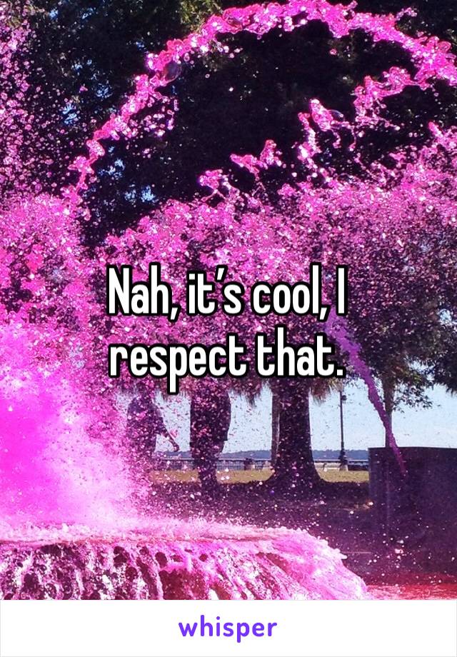 Nah, it’s cool, I respect that.