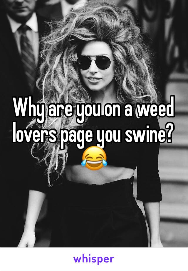 Why are you on a weed lovers page you swine?😂